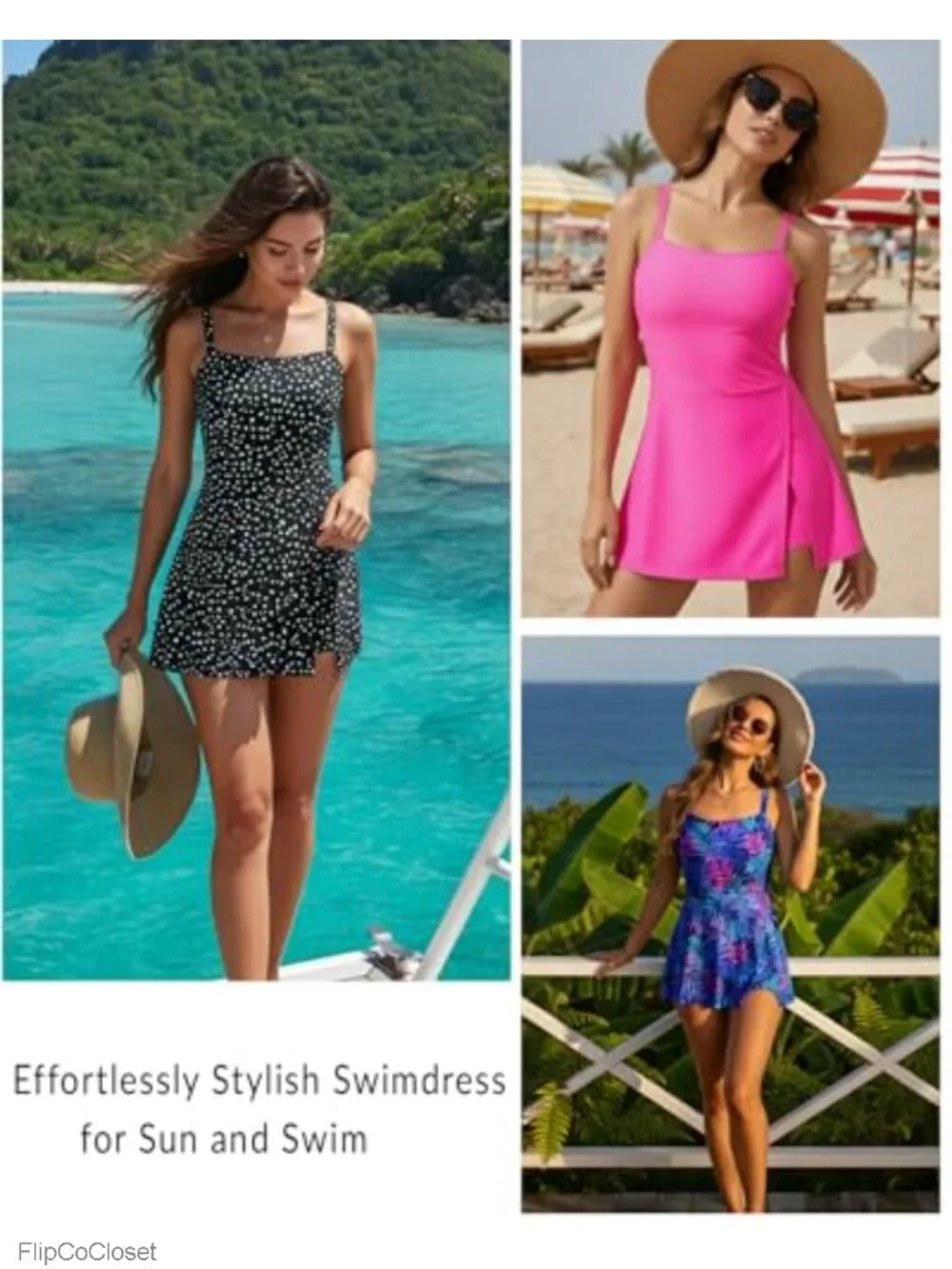Women's One Piece Swimdress Tummy Control Swimsuit with Built-in Shorts Pockets
